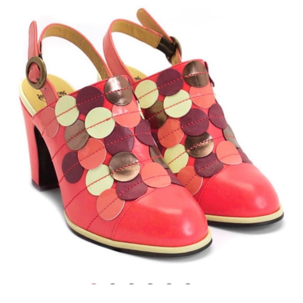 John Fluevog The Attic Tziporah Appliqué Slingback shoes sz 8 1/2 - Picture 3 of 7